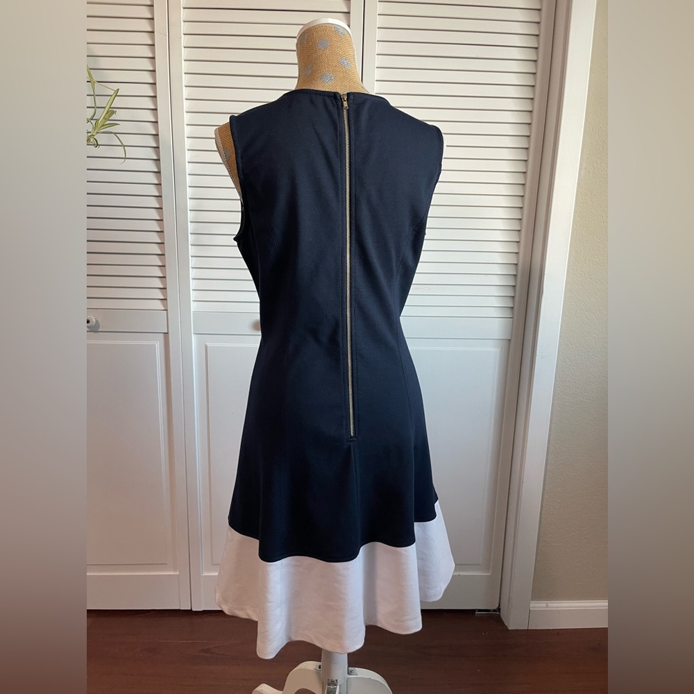 Sharagano dress dark blue and white size 10 - Picture 4 of 5